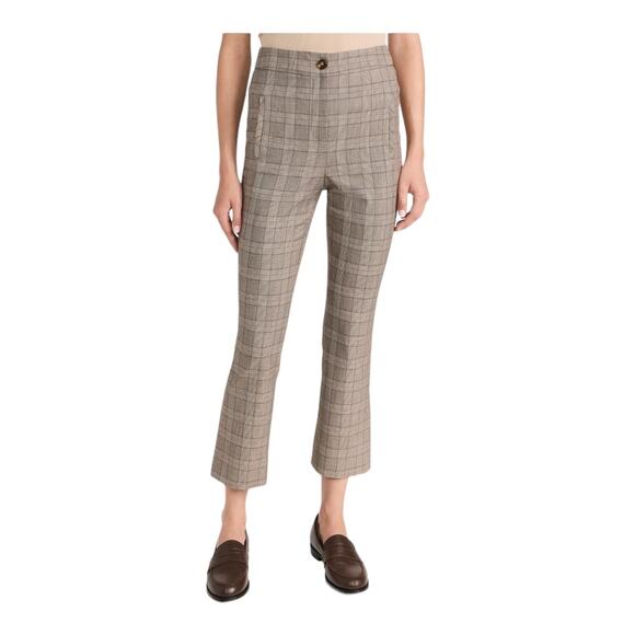 Veronica Beard Pants Arte straight cropped plaid brown size 6 - Picture 1 of 8